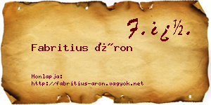 Fabritius Áron névjegykártya